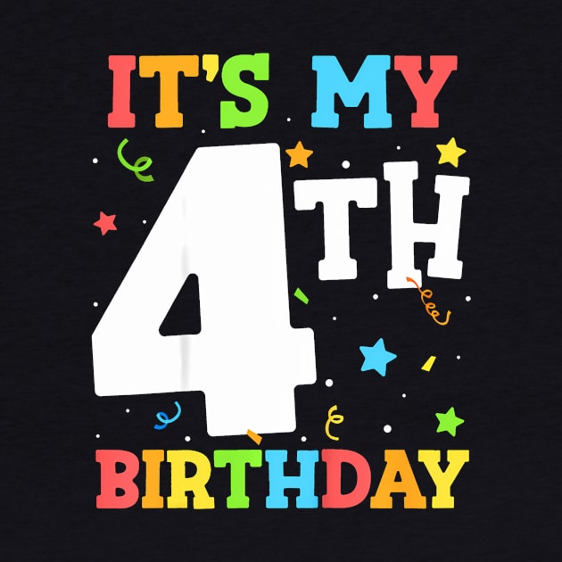 Kids Its My 4th Birthday Boy Toddler Girl Four Happy Birthday by vulanstore